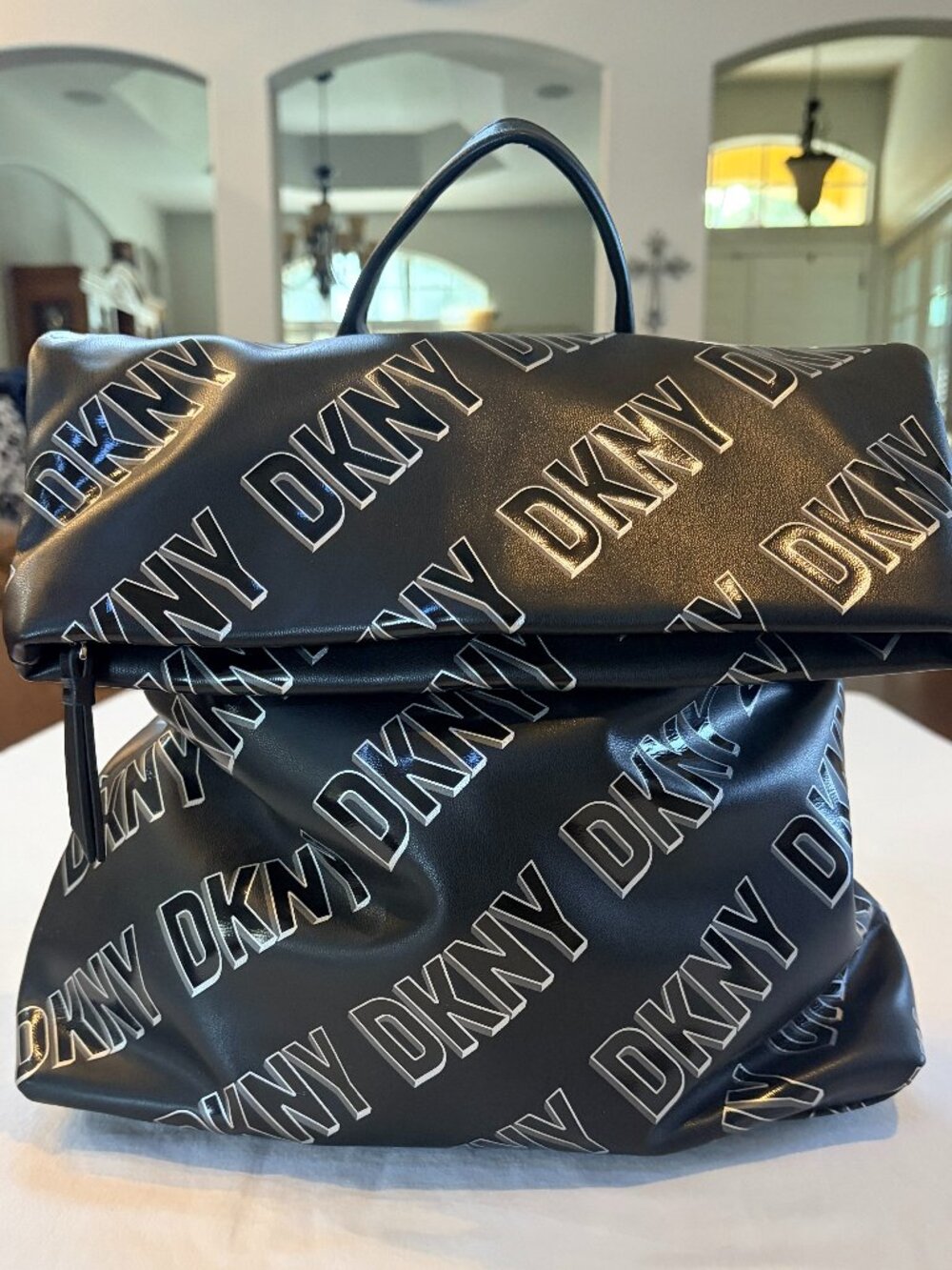 *Brand NEW* DKNY Tilly Foldover Backpack Black & White